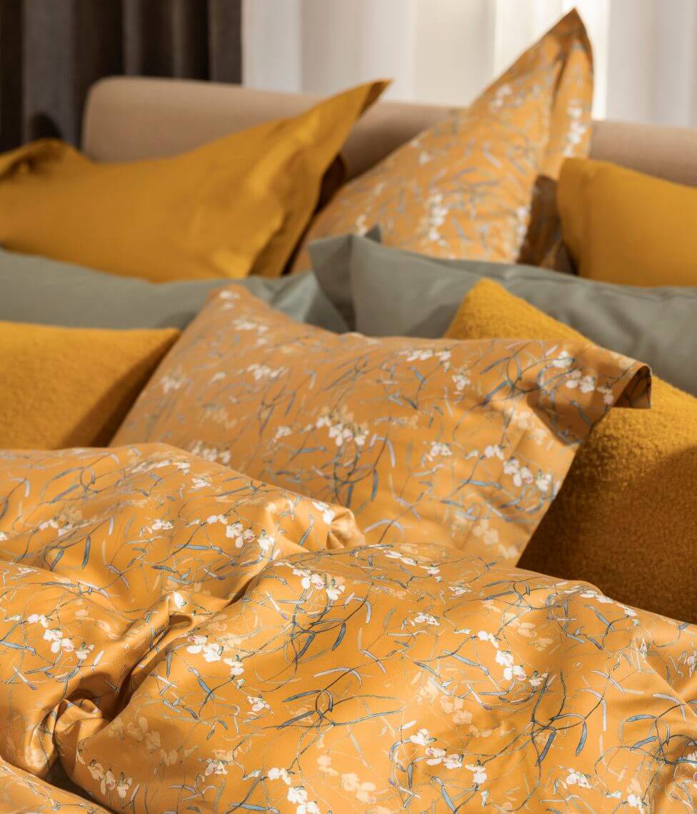 Satino pagalvės užvalkalas Dreamy Ochre (ochros), 2 nuotrauka