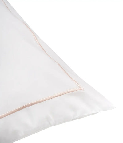 Satino pagalvės užvalkalas Solid White su Creamy Peach siuvinėtu peltakiu (persikinė), 2 nuotrauka