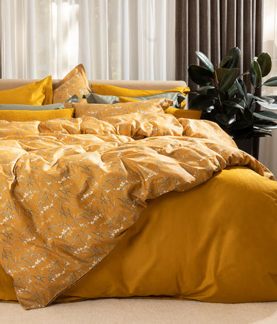 Satino patalynės komplektas Dreamy Ochre (ochros), 3 nuotrauka