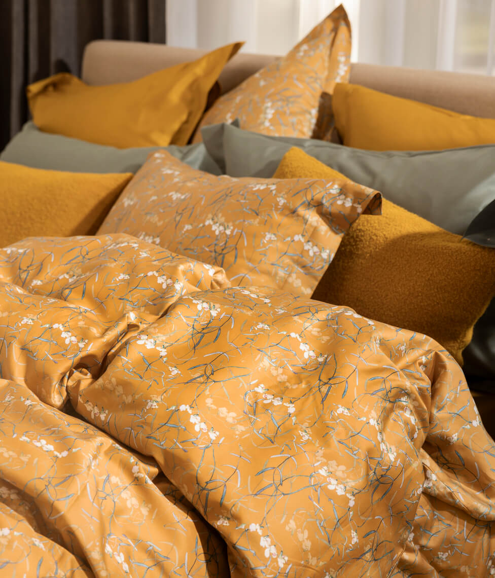 Satino patalynės komplektas Dreamy Ochre (ochros), 5 nuotrauka