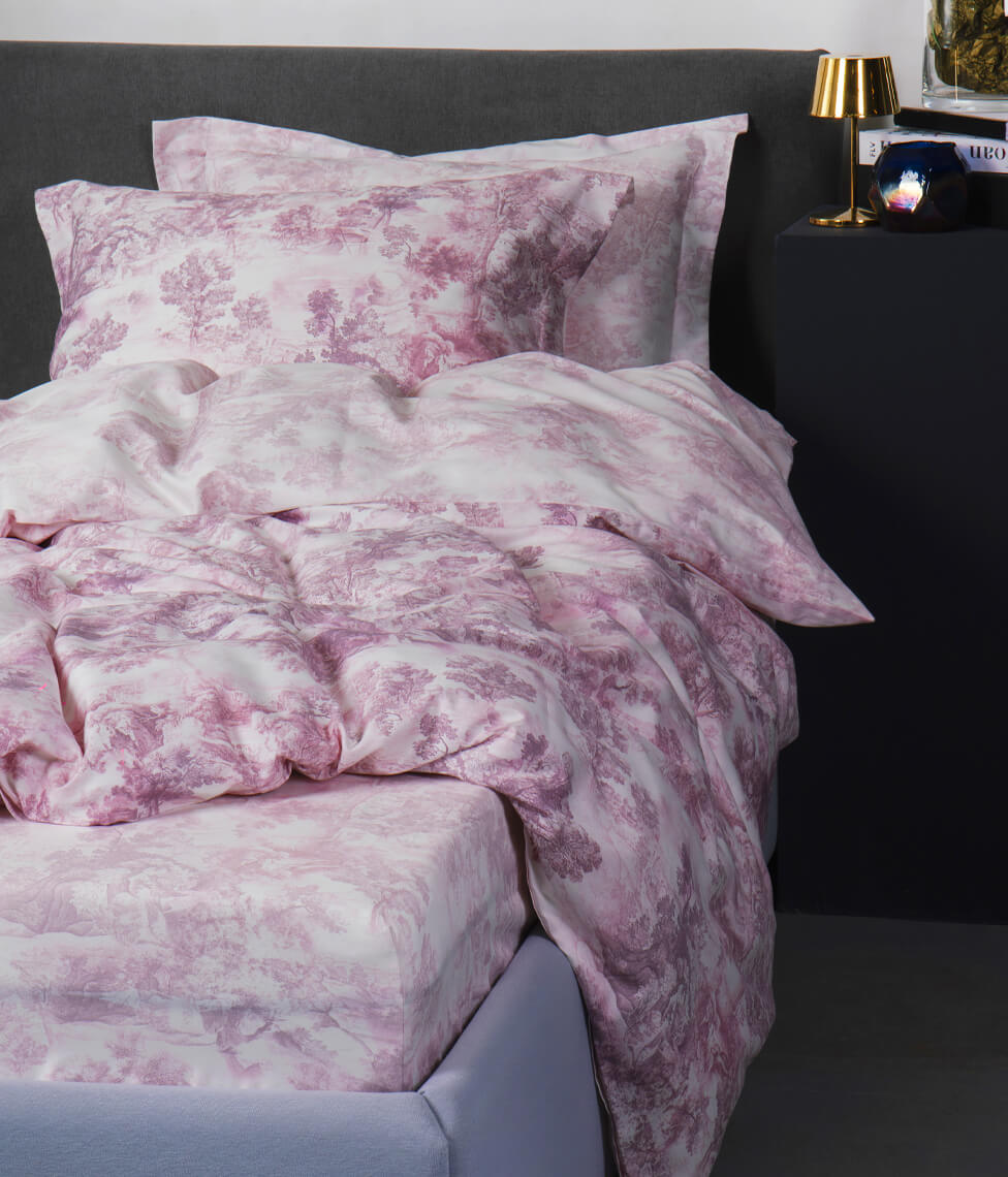 Satino patalynės komplektas Toile Mauve (rausva), 2 nuotrauka