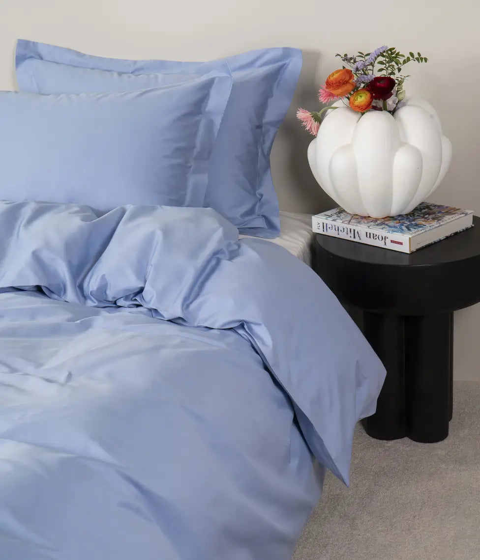 Satino patalynės komplektas Solid French Blue (mėlyna)