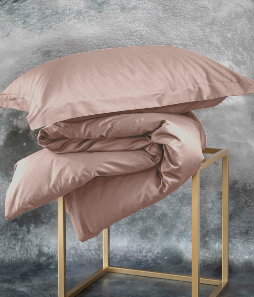 Satino patalynės komplektas Solid Nude Rose (rausva), 3 nuotrauka
