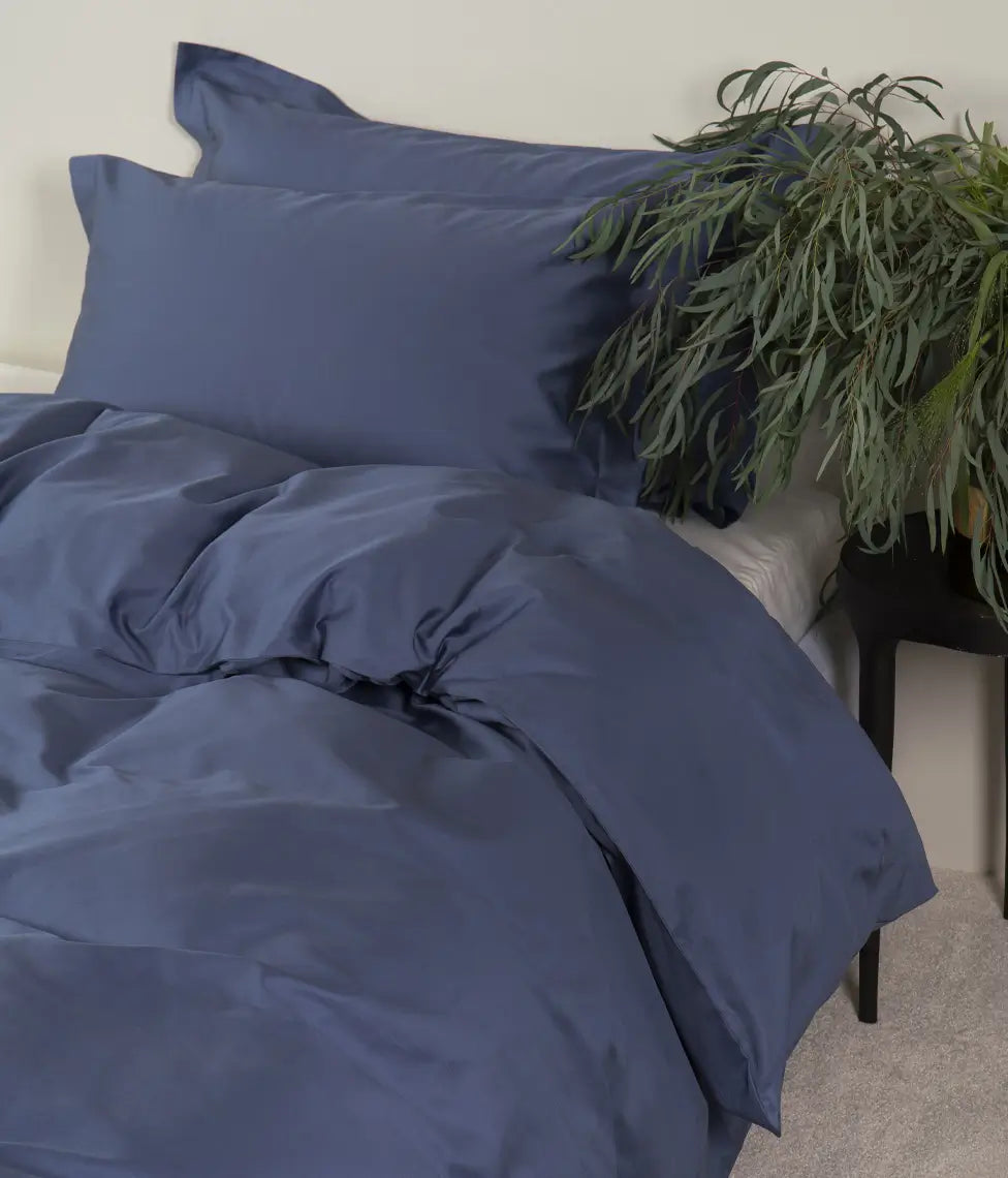 Satino patalynės komplektas Solid Oxford Blue (mėlyna)