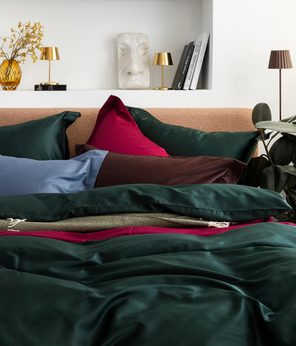 Satino patalynės komplektas Solid Royal Green (žalia), 2 nuotrauka