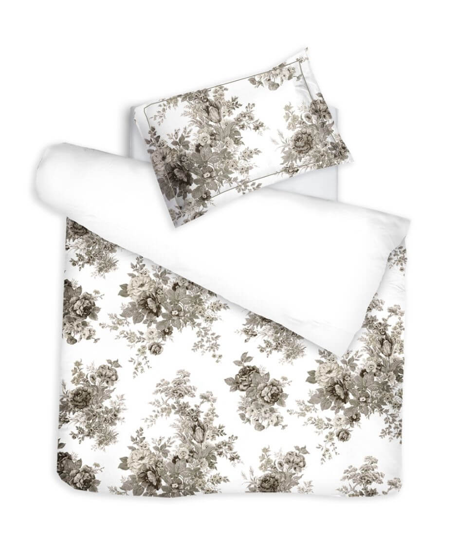 Satino patalynės komplektas Eternal Rose Beige/Optical White (biežinė)