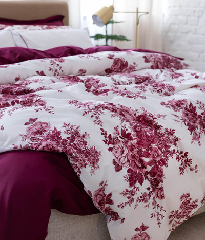 Satino patalynės komplektas Eternal Rose Burgundy/Optical White (burgundiška), 4 nuotrauka