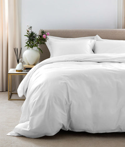 Satino patalynės komplektas Solid White (balta)