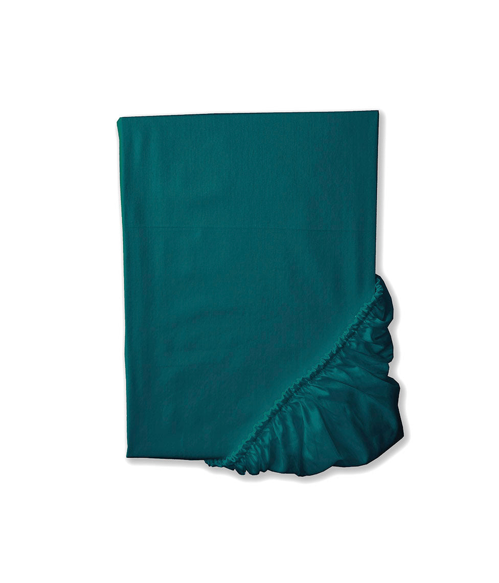 Satino paklodė su guma Solid Teal (žalsvai mėlyna)