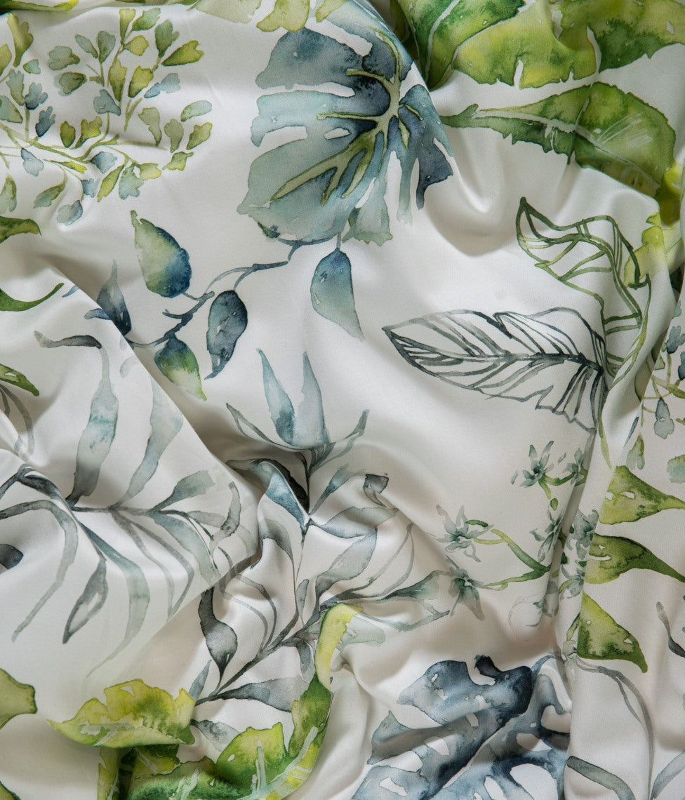 Satino patalynės komplektas Flora Costera (balta), 5 nuotrauka