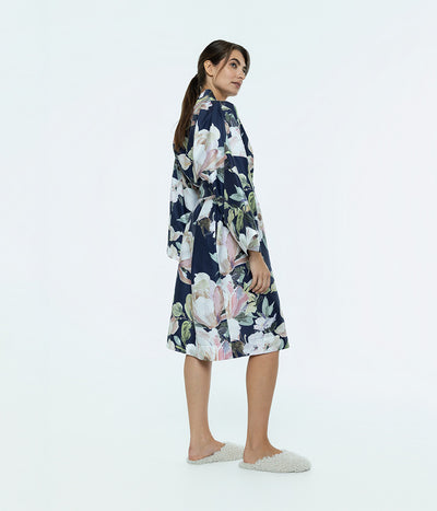 Satino chalatas kimono Harmony Dark Blue (tamsiai mėlyna), 4 nuotrauka