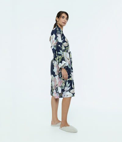 Satino chalatas kimono Harmony Dark Blue (tamsiai mėlyna), 3 nuotrauka