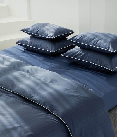 Satino pagalvės užvalkalas su kanteliu Stripe In Line Indigo, 2 nuotrauka