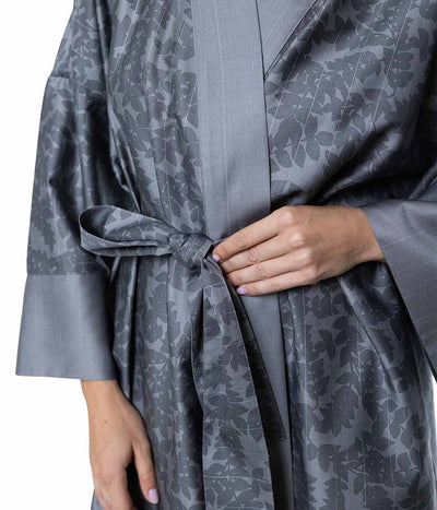 Satino chalatas kimono Jaquard Grey (pilka), 6 nuotrauka