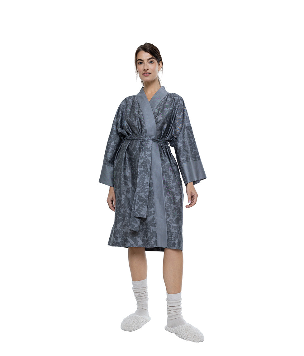 Satino chalatas kimono Jaquard Grey (pilka)