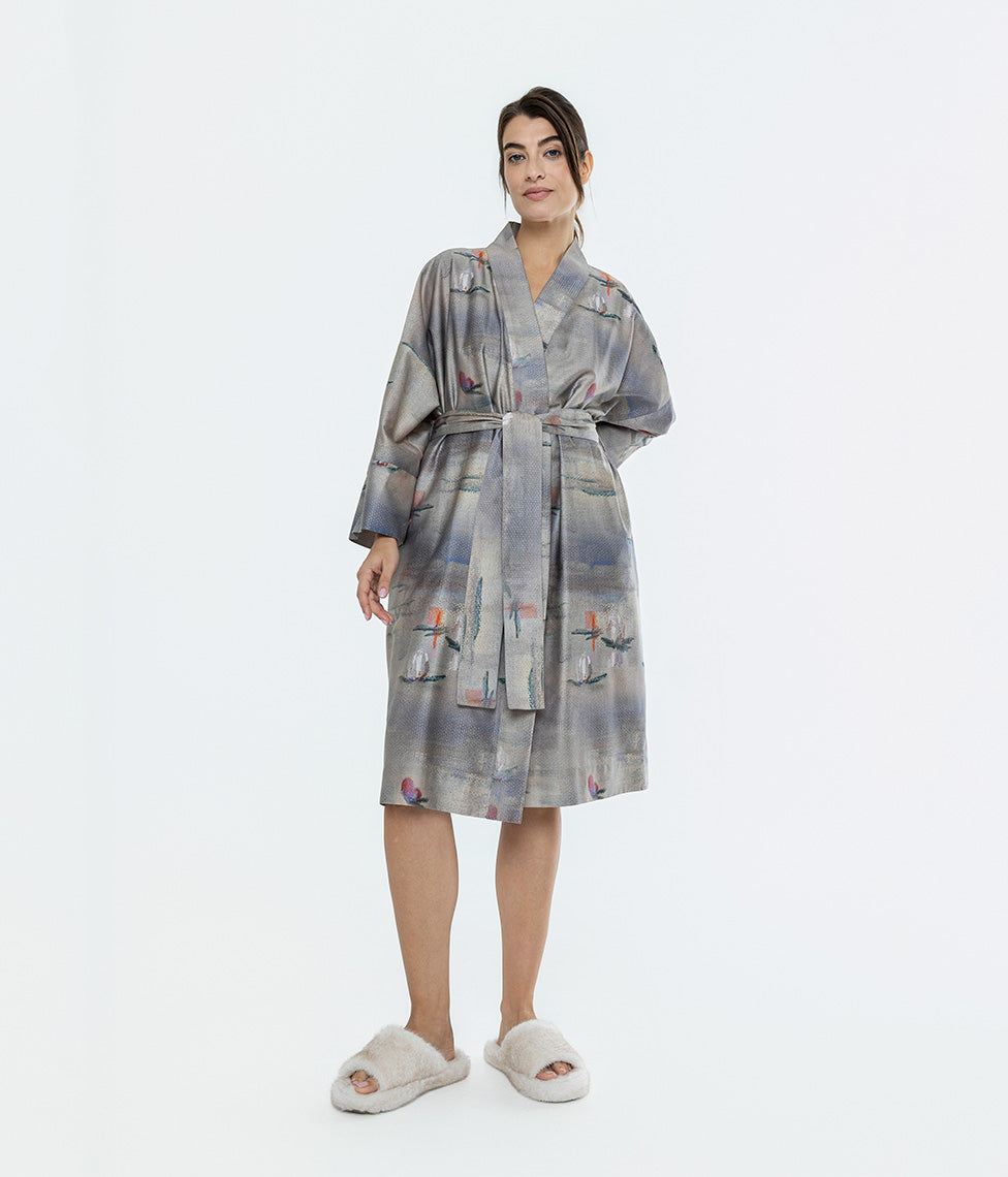 Satino chalatas kimono Lily (marga)