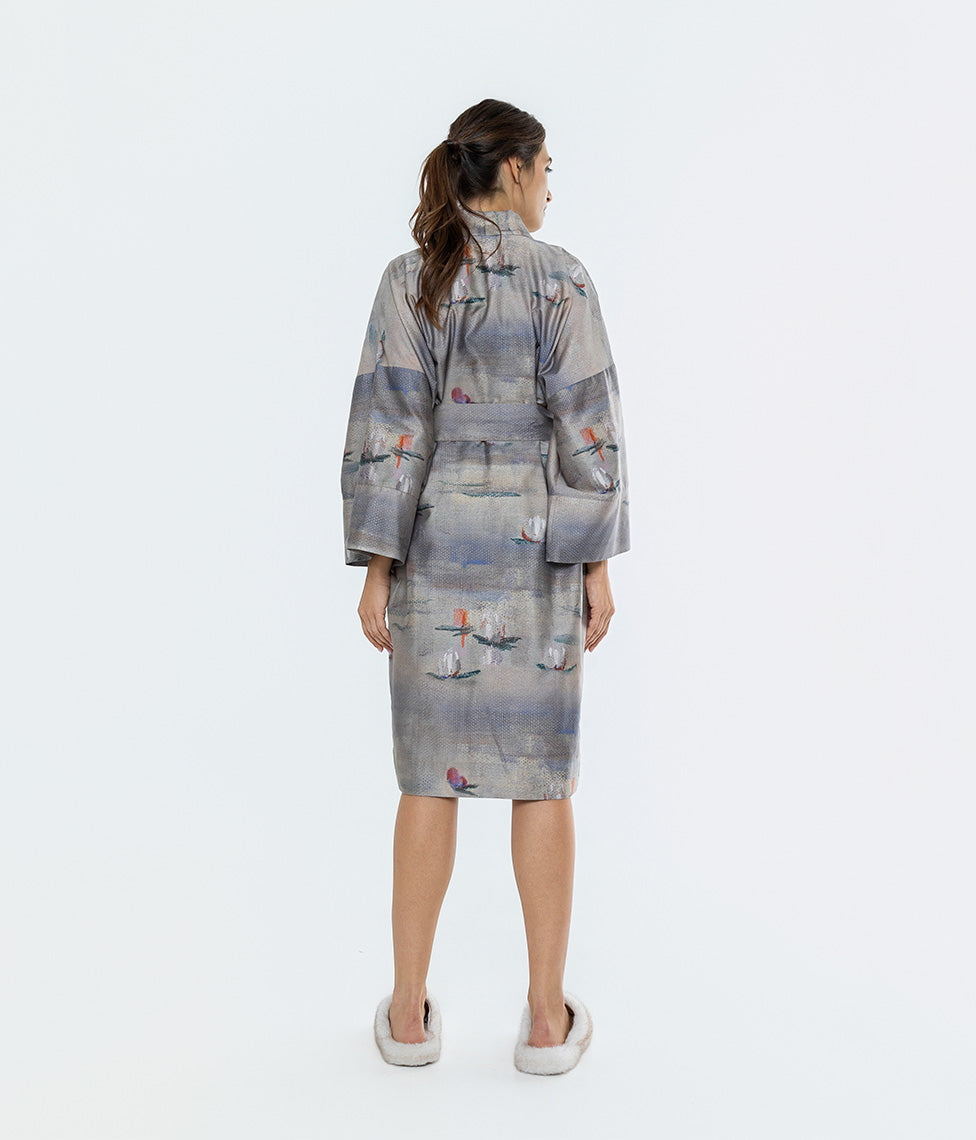 Satino chalatas kimono Lily (marga), 2 nuotrauka