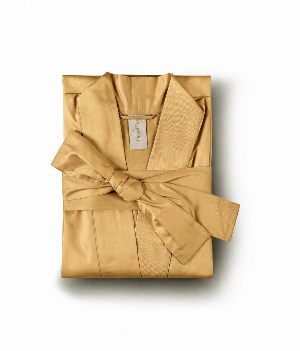 Satino chalatas kimono Solid Mustard