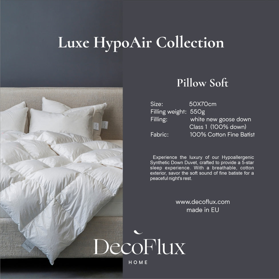 Pūkinė pagalvė Luxe HypoAir Pillow Soft, 550g