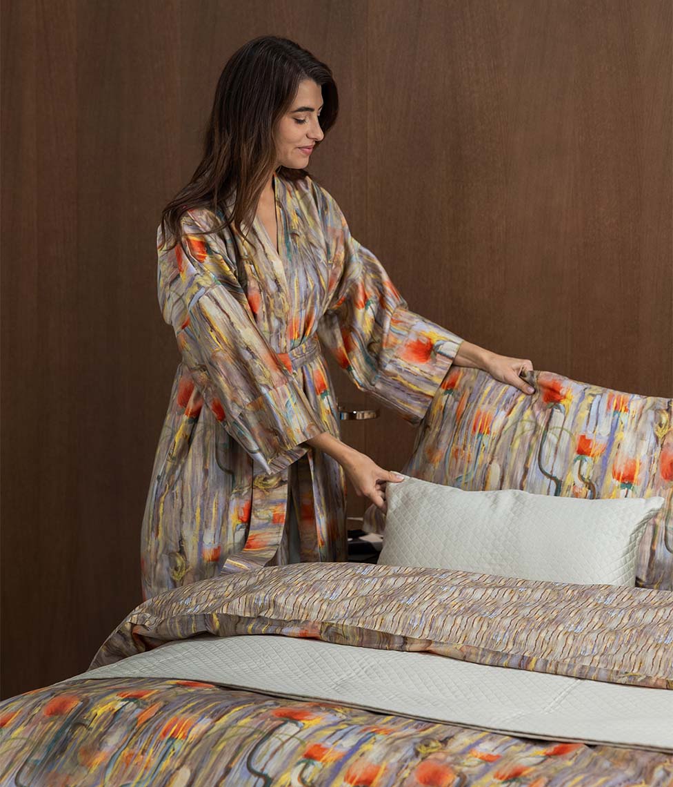 Satino chalatas kimono Poppy (marga)