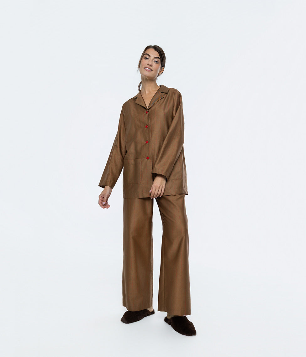 Pižama (marškiniai+kelnės) Stripe In Line Cinnamon (cinamono)
