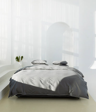 Satino patalynės komplektas Stripe In Line Grey (pilka), 7 nuotrauka