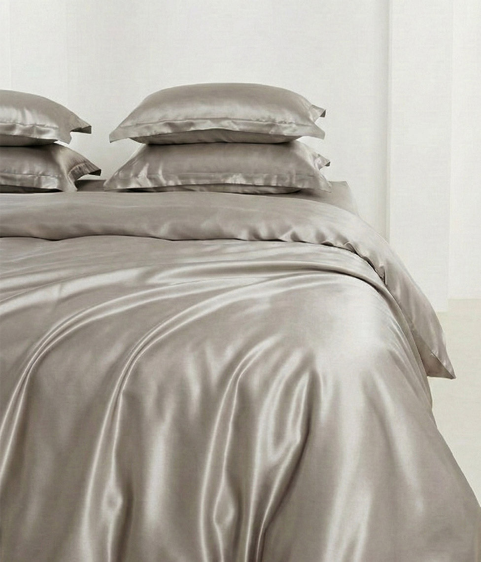 Šilko patalynės komplektas Solid Luxor Taupe (pilkšvai ruda)