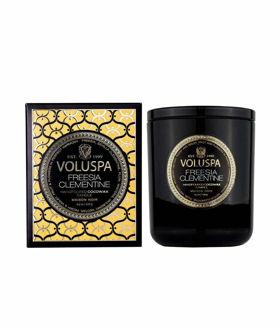 Voluspa didelė žvakė stikle Freesia Clementine