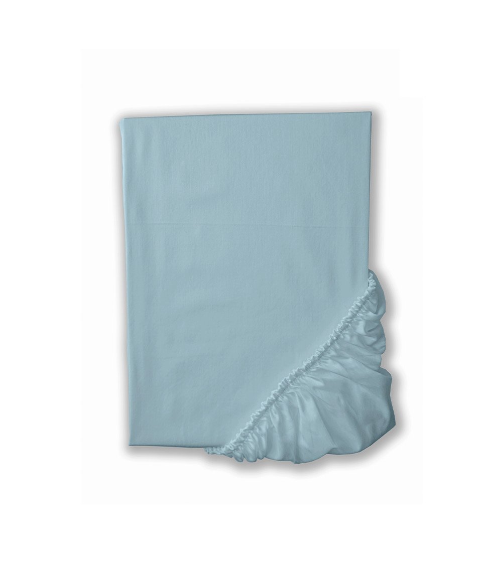 BLUE BELL_fitted shee Sateen fitted sheet Solid Blue Bell - Image 1