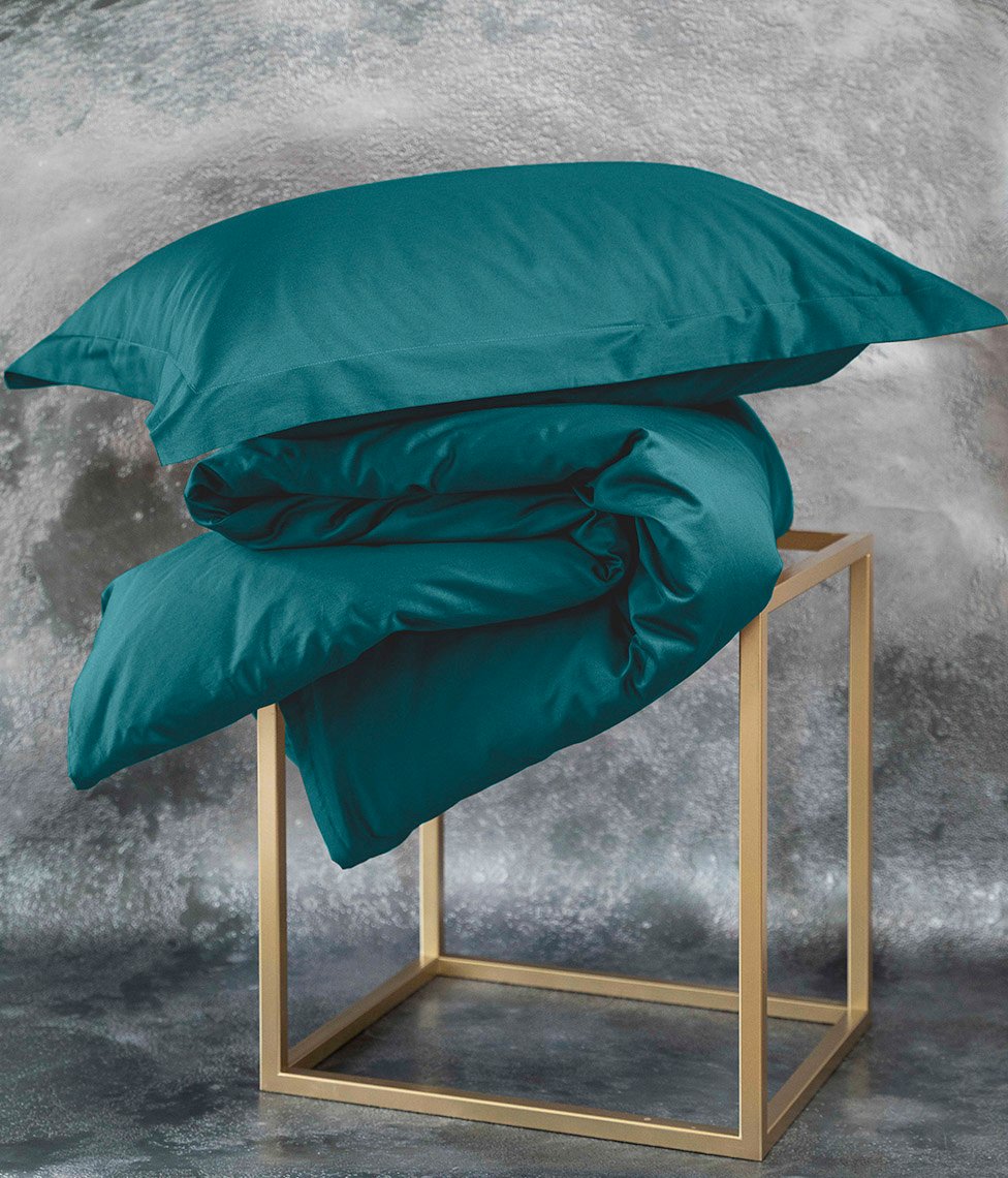 Teal beding 1 Satino patalynės komplektas Solid Teal - Image 3