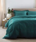 Satino patalynės komplektas Solid Teal - Image 2