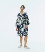 Satino chalatas kimono Harmony Dark Blue