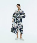 Klasikinis satino chalatas Harmony Dark Blue