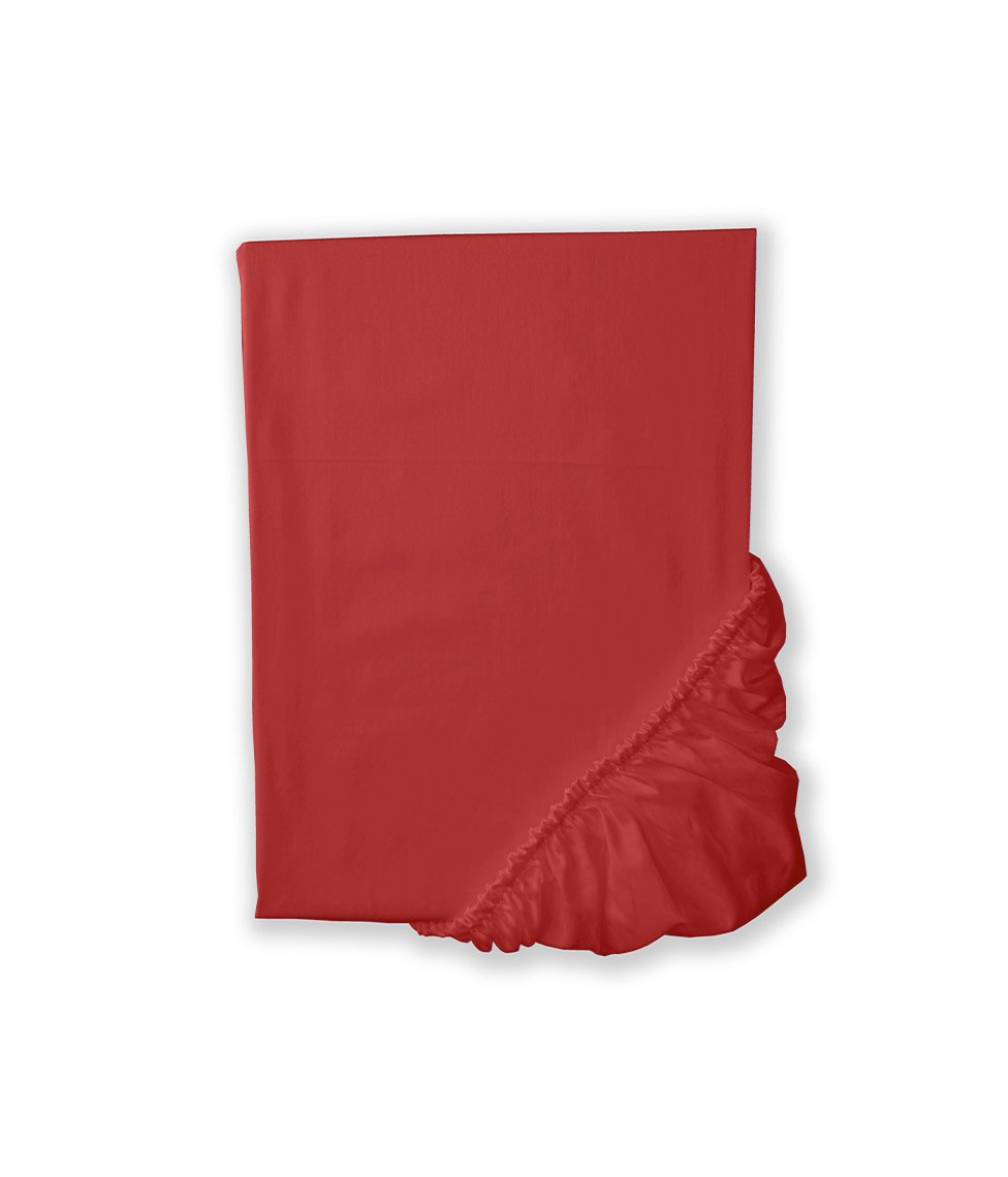 Dark coral_fitted shee Satino paklodė su guma Solid Dark Coral - Image 1