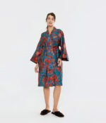 Satino chalatas kimono Rainbow Blue