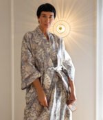 Sateen bathrobe kimono Boho Fog