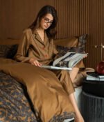 Satino patalynės komplektas Jaquard Cinnamon & Stripe In Line Cinnamon - Image 6