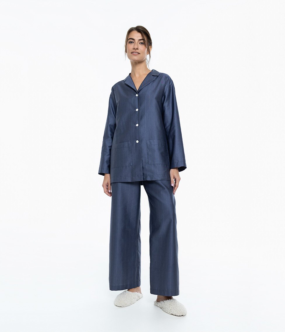 stripe in line indigo pizama 1 Pižama (marškiniai+kelnės) Stripe In Line Indigo - Image 1